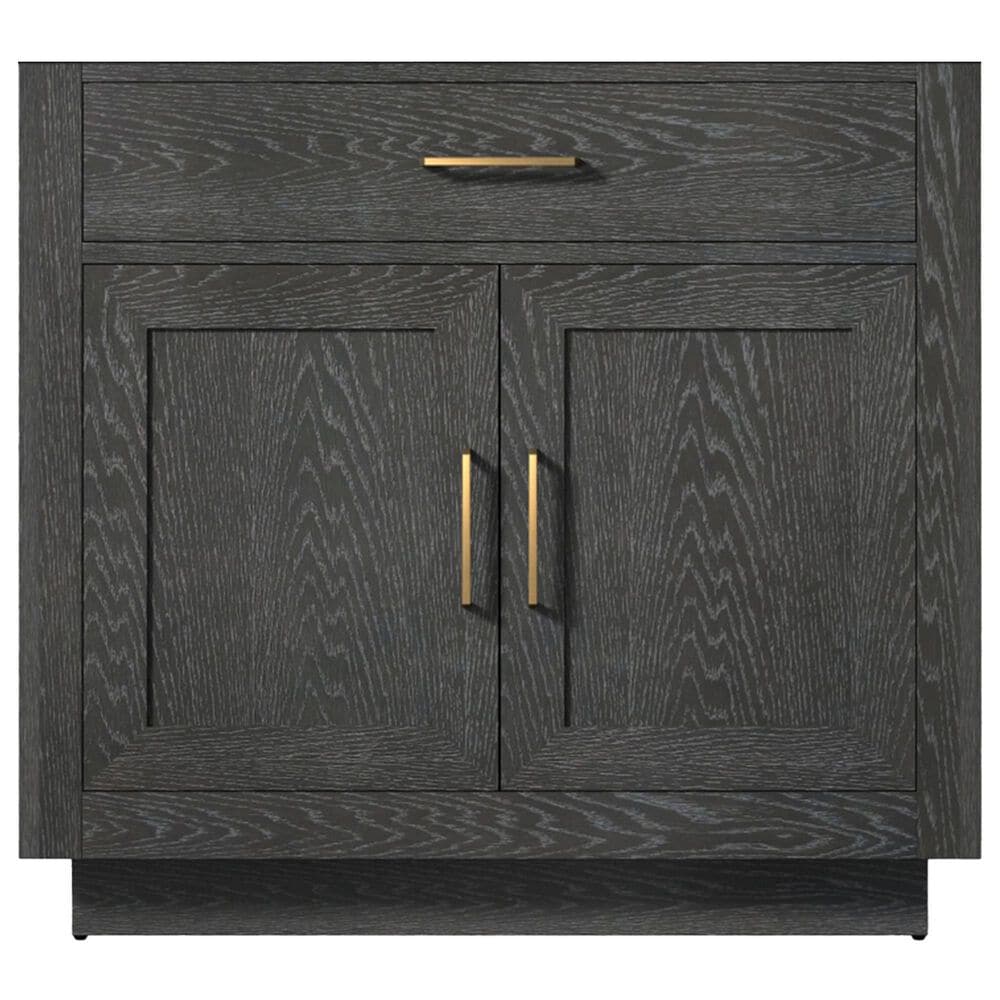 Lexora Home Abbey 36&quot; Single Bathroom Vanity in Black Oak with 2 cm White Cultured Marble Top and Rectangular Sink, , large