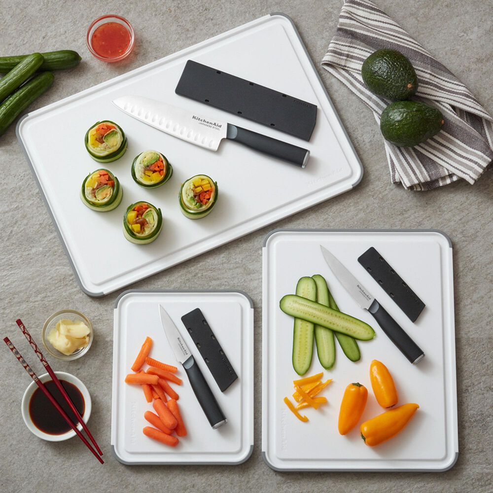 KitchenAid Classic 11" x 14" Cutting Board in White and Matte Gray, , large