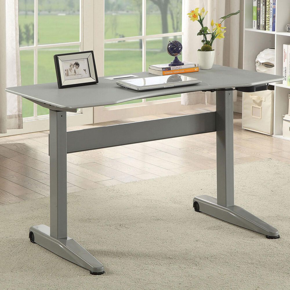 Furniture of America Pope Small Lift Computer Table in Gray, , large
