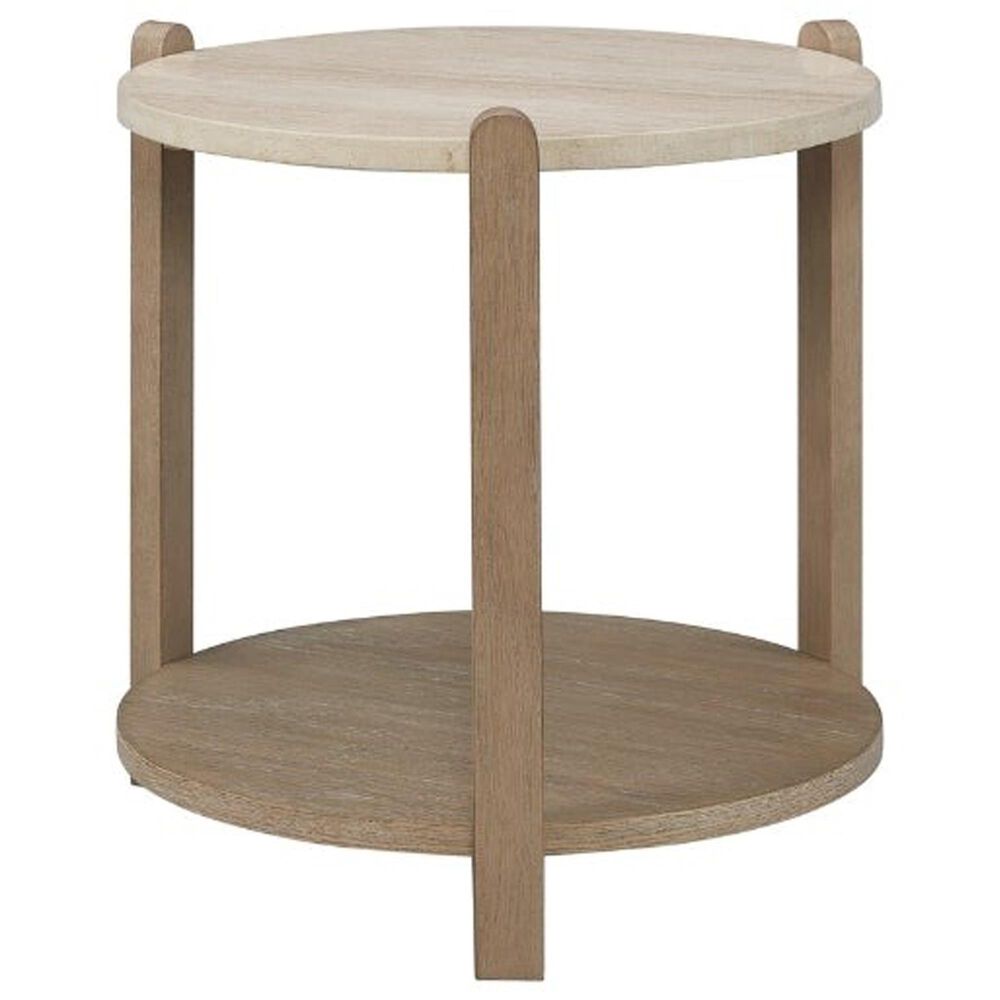 Bernards Furniture Trilogy Stone Top End Table in Rich Toffee and Cream, , large