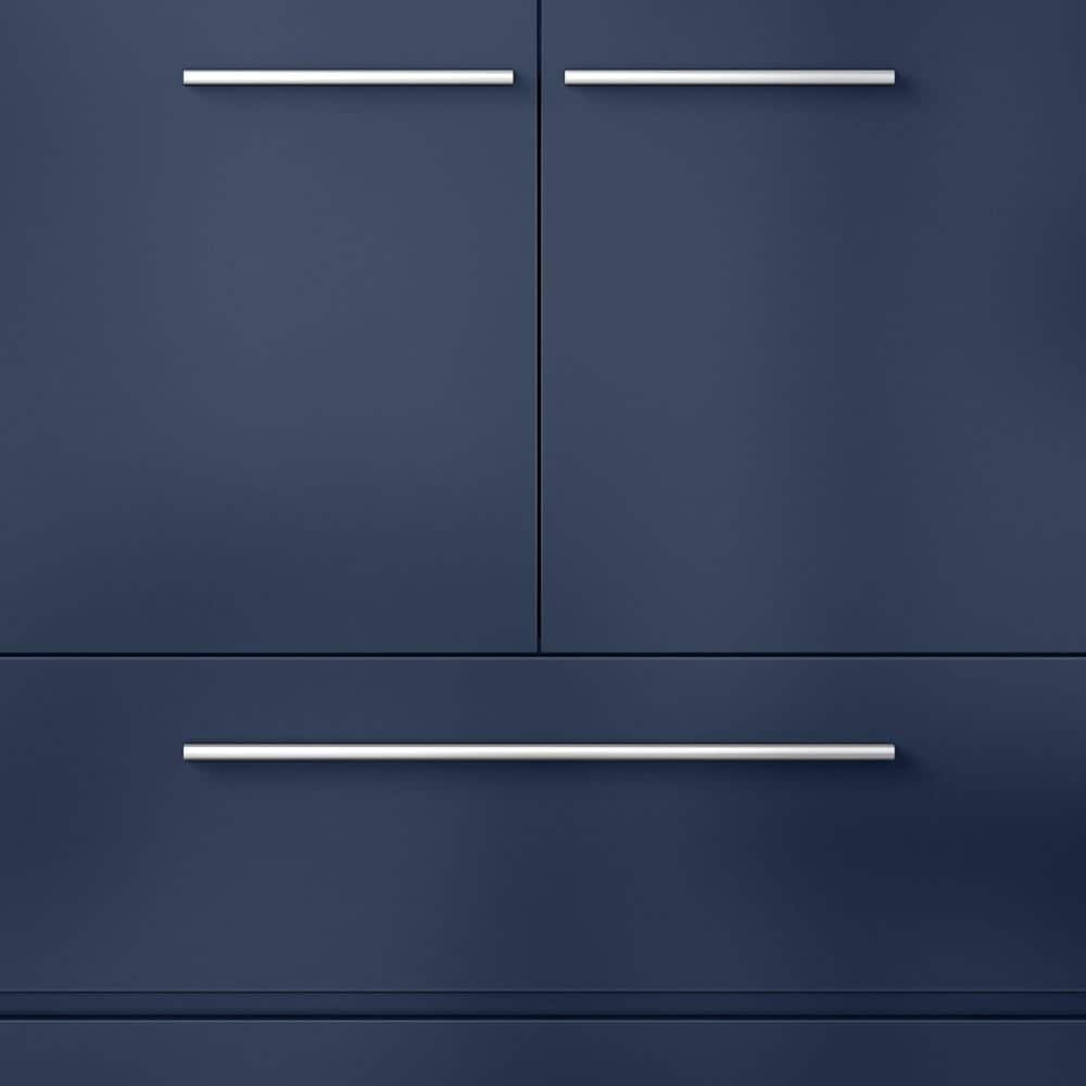 Lexora Home Lafarre 36&quot; Single Bathroom Vanity in Navy Blue with 2 cm White Quartz Top and Rectangular Sink, , large