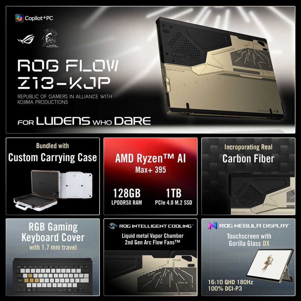 ASUS 13.4" ROG Flow Gaming Laptop | AMD Ryzen AI MAX+ 395 - 128GB RAM - AMD Radeon 8060S Graphics - 1TB SSD in Decennium Gold, , large