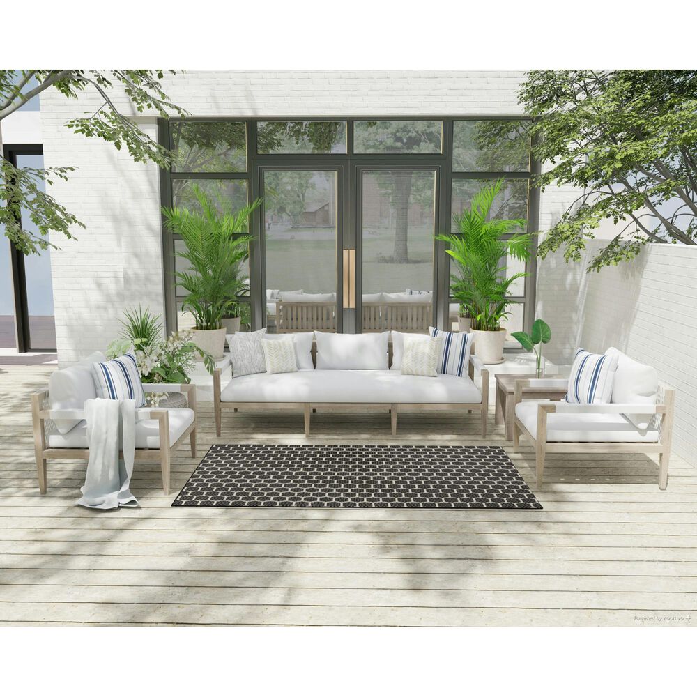 Nourison Twist Reversible 4&#39; x 6&#39; Black Indoor/Outdoor Area Rug, , large