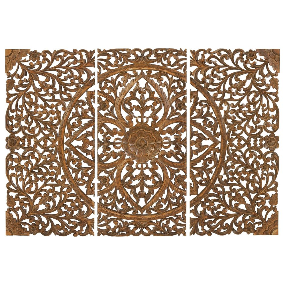 Maple and Jade 48" x 16" Traditional Wall Decor in Cinnamon Brown, , large