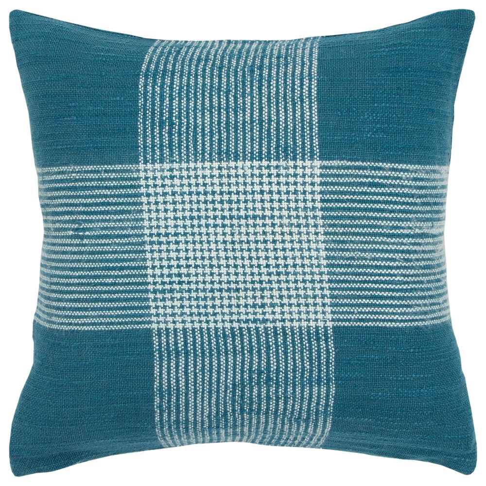 Rizzy Home Plaid 20" Poly Filled Pillow in Dark Teal/White, , large