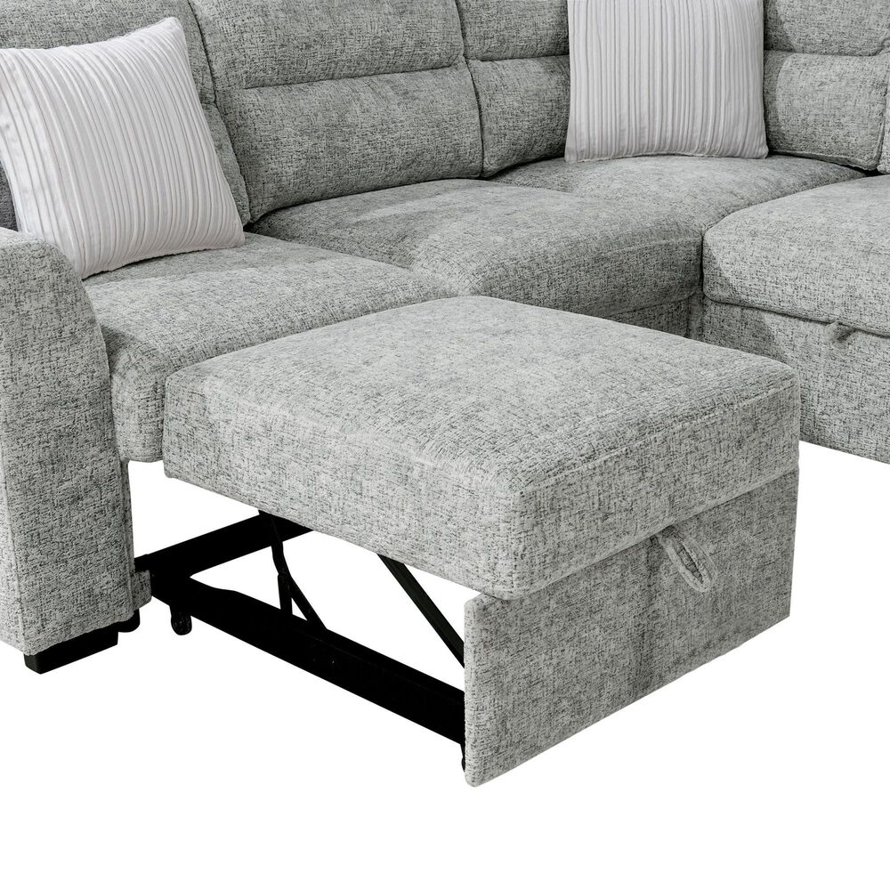 Global Furniture USA Walker 6-Piece Convertible Sectional in Nickel, , large
