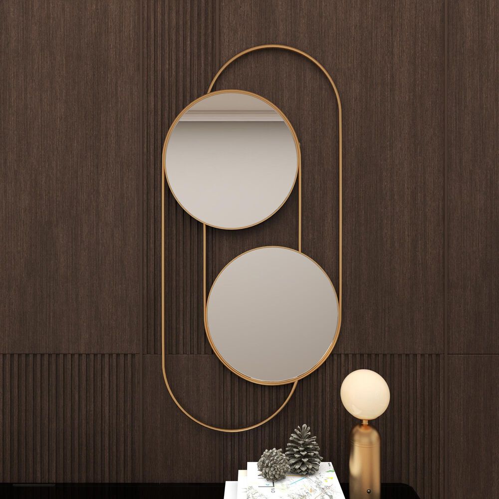 Maple and Jade 20&quot; x 43&quot; Wall Mirror in Matte Gold, , large