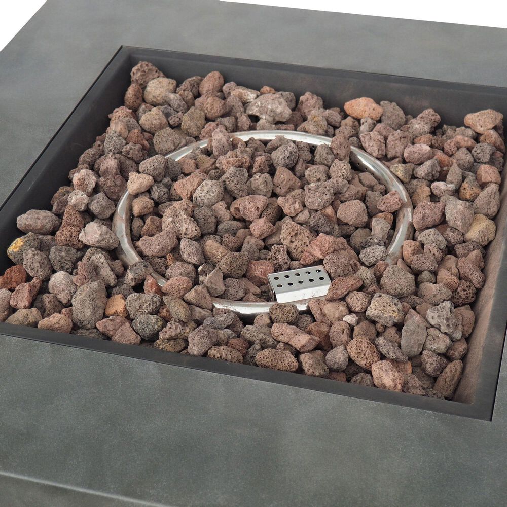 Noble House Wellington 33&quot; Square Concrete-Look Fire Pit in Brushed Brown, , large