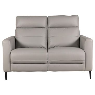 Violino Leather Power Reclining Loveseat with Power Headrest in Atollo Dove Grey, , large