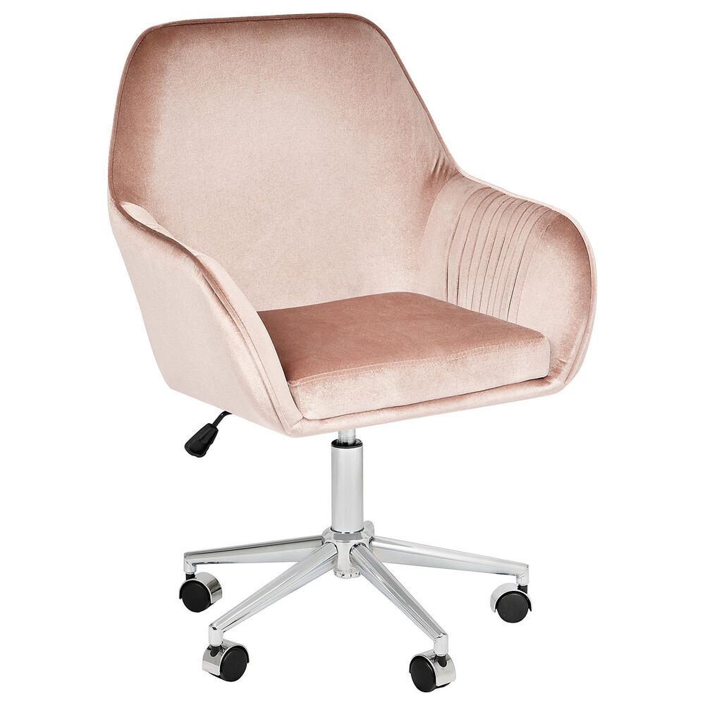 Impressions Vanity Kelly Swivel Vanity Chair with Pink Cushion in Matte Silver, , large