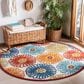 Safavieh Cabana CBN801A 8" Round Creme and Red Indoor/Outdoor Area Performance Rug, , large