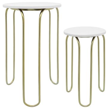Sagebrook Home End Table in White and Gold (Set of 2), , large