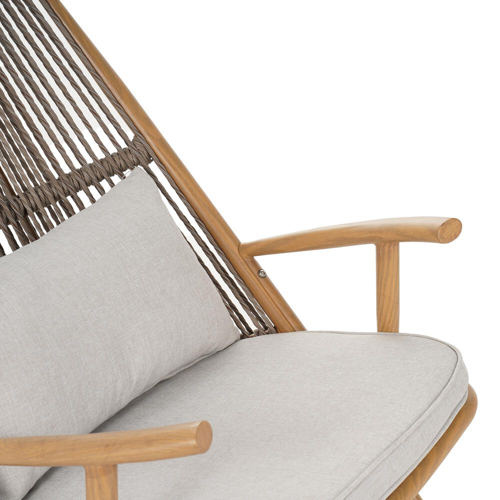 Hearth and Haven Outdoor Rocking Chair with PE Rattan Backrest in Gray (Set of 2), , large