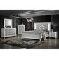 New Heritage Design Stardust Queen Panel Bed in White and Silver, , large