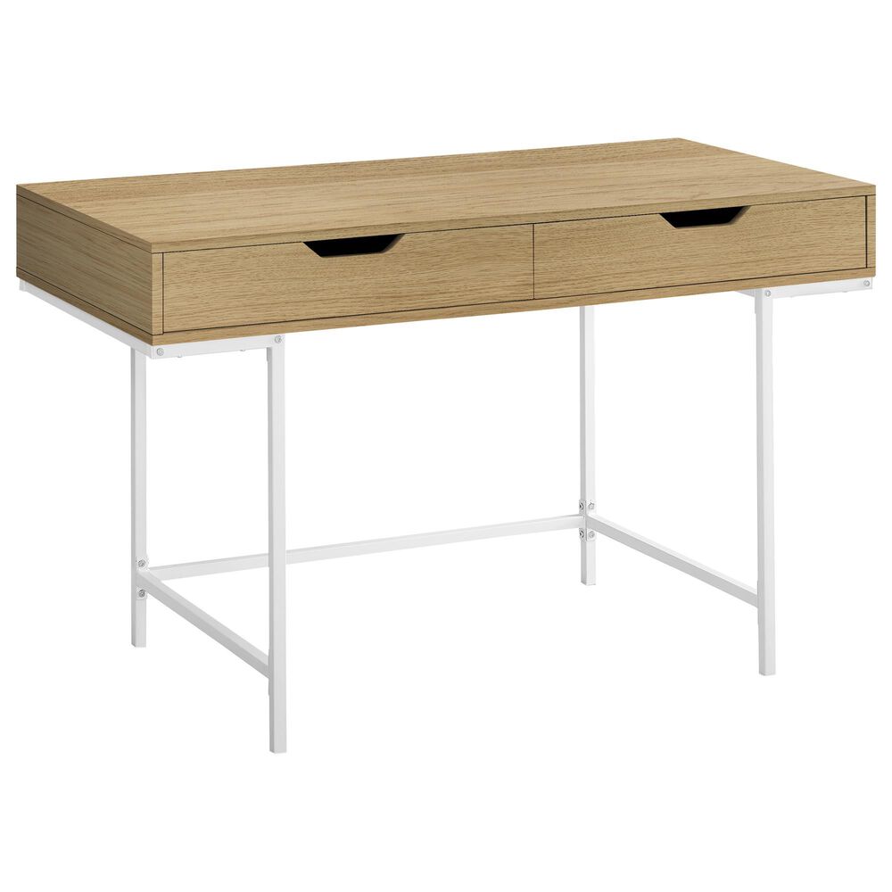 Monarch Specialties Computer Desk with 2 Storage Drawers in Natural, , large