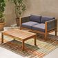 Hearth and Haven Laurel 2-Piece Patio Conversation Set with Gray Cushion in Teak, , large