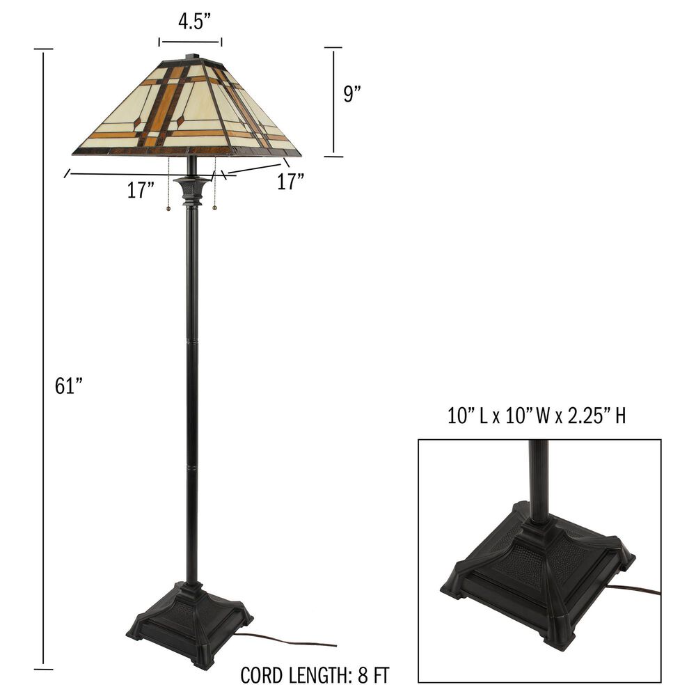 Timberlake Tiffany Style Stained Glass Floor Lamp in Bronze, , large