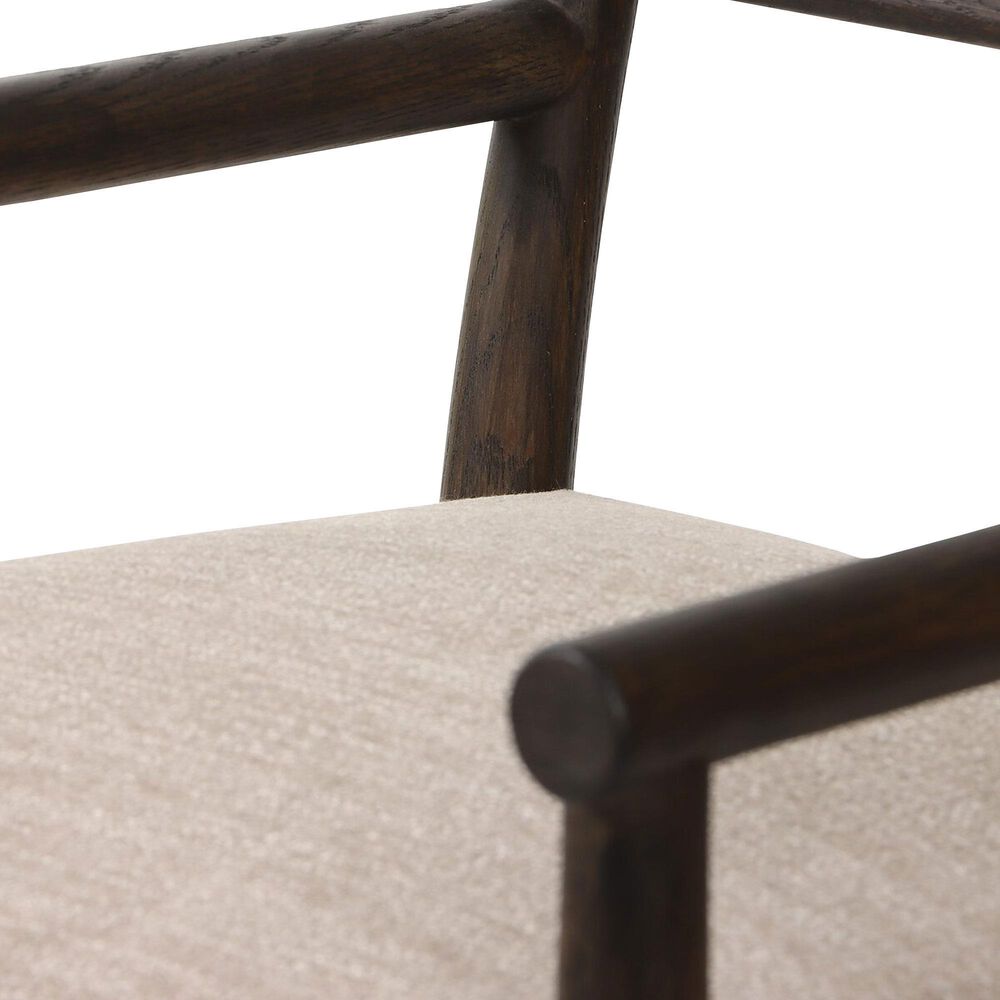 Four Hands Akiro Dining Arm Chair with Laken Stone Fabric in Warm Oak, , large