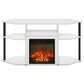HOMLUX 47" Corner TV Stand with Electric Fireplace in White and Black, , large