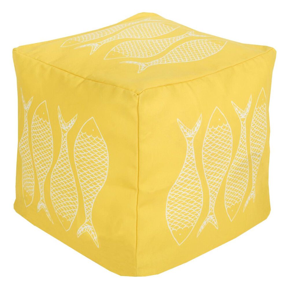 Surya Inc Surya Poufs Cube Pouf in Sunflower and Ivory, , large