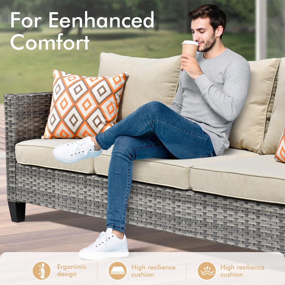 HOMLUX 6-Piece Patio Conversation Set in Beige, , large