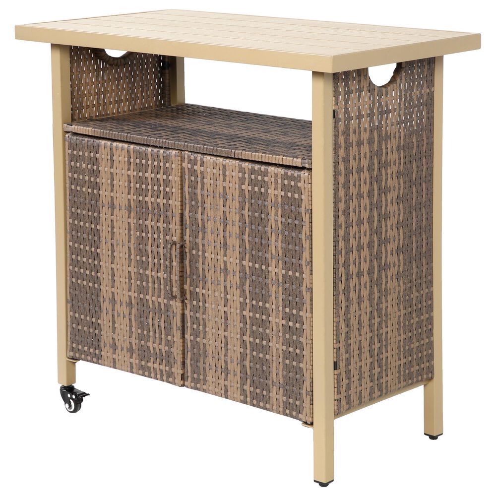 Hearth and Haven Patio Bar Cart with Cabinet in Beige, , large