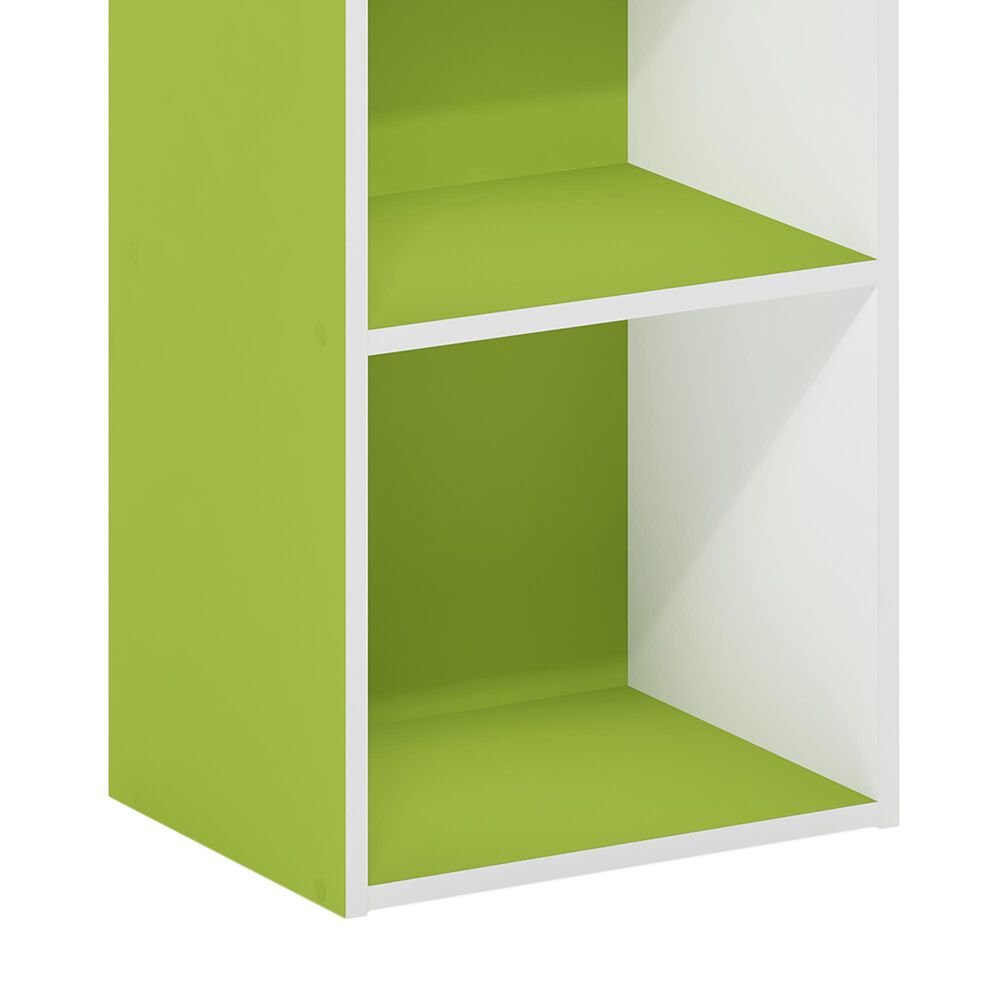 HOMLUX 2-Tier Open Shelf Bookcase in Green and White, , large