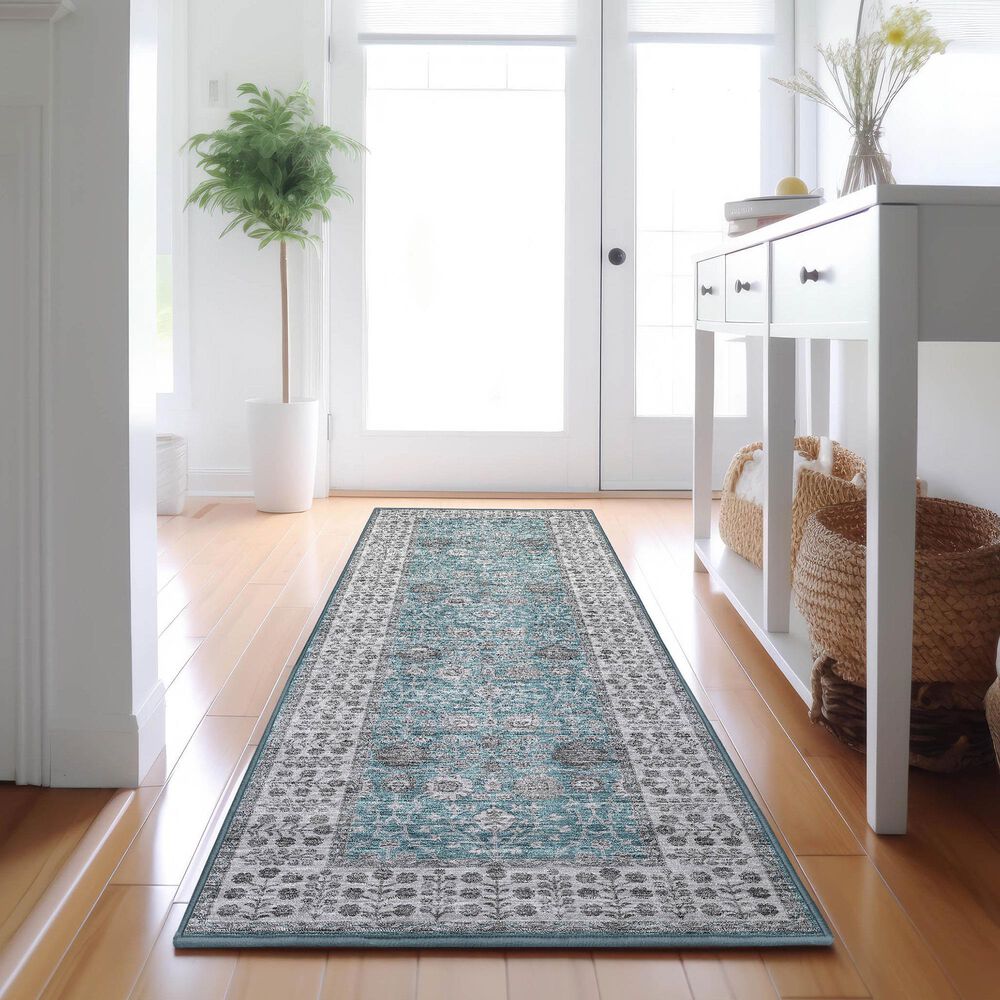 Dalyn Rug Company Hatay HY8 2&#39;3&quot; x 7&#39;6&quot; Teal Runner, , large
