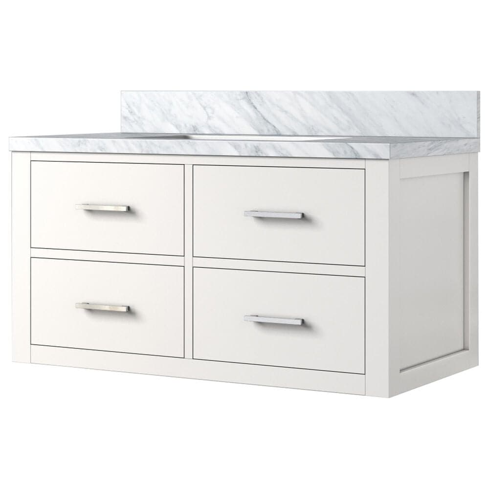 Lexora Home Castor 36" Single Bathroom Vanity in White with 2 cm White Carrara Marble Top and Rectangular Sink, , large