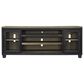 Ashley Foyland 83" TV Stand with Electric Fireplace in Black and Brown, , large