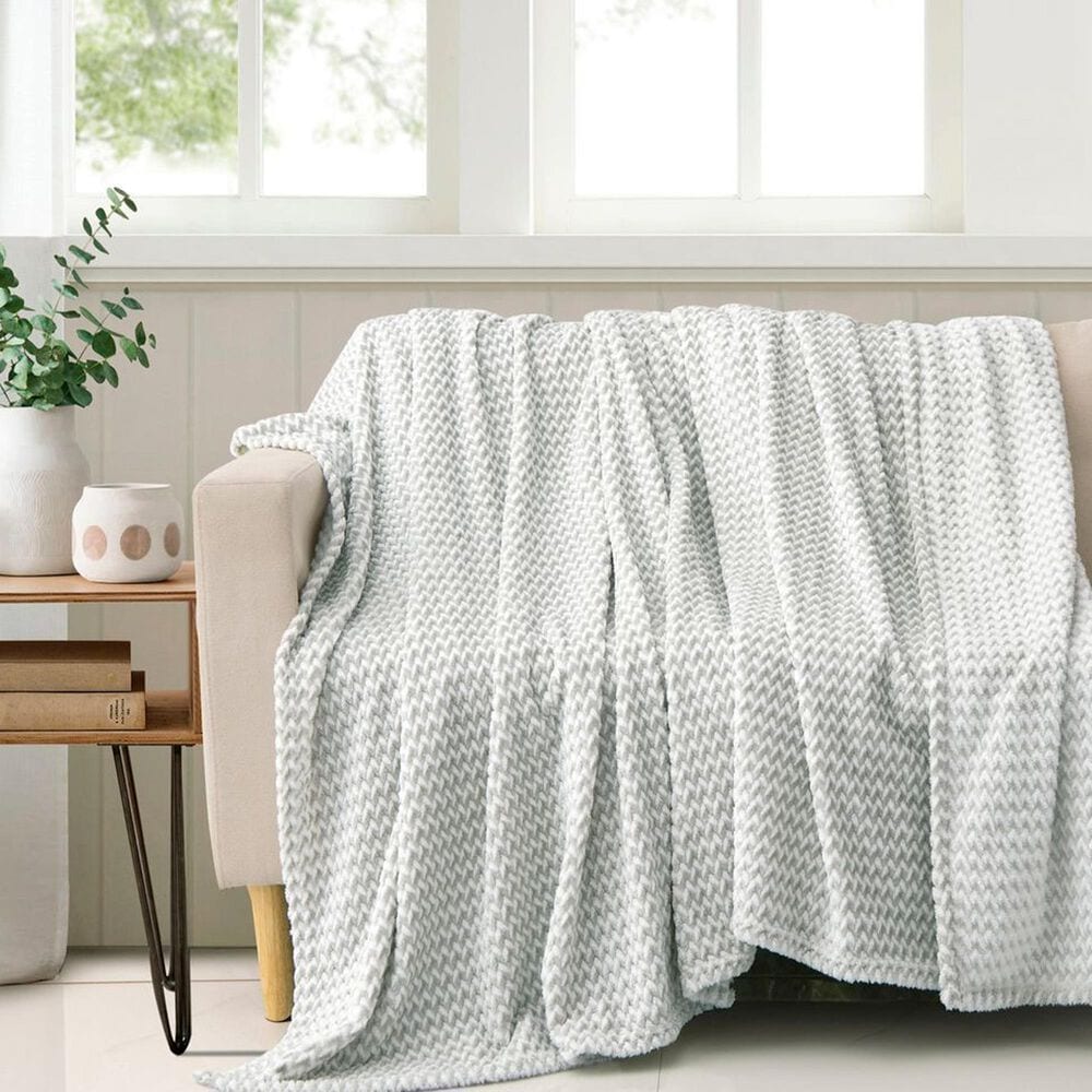 Jacquard King Blanket in Grey, , large