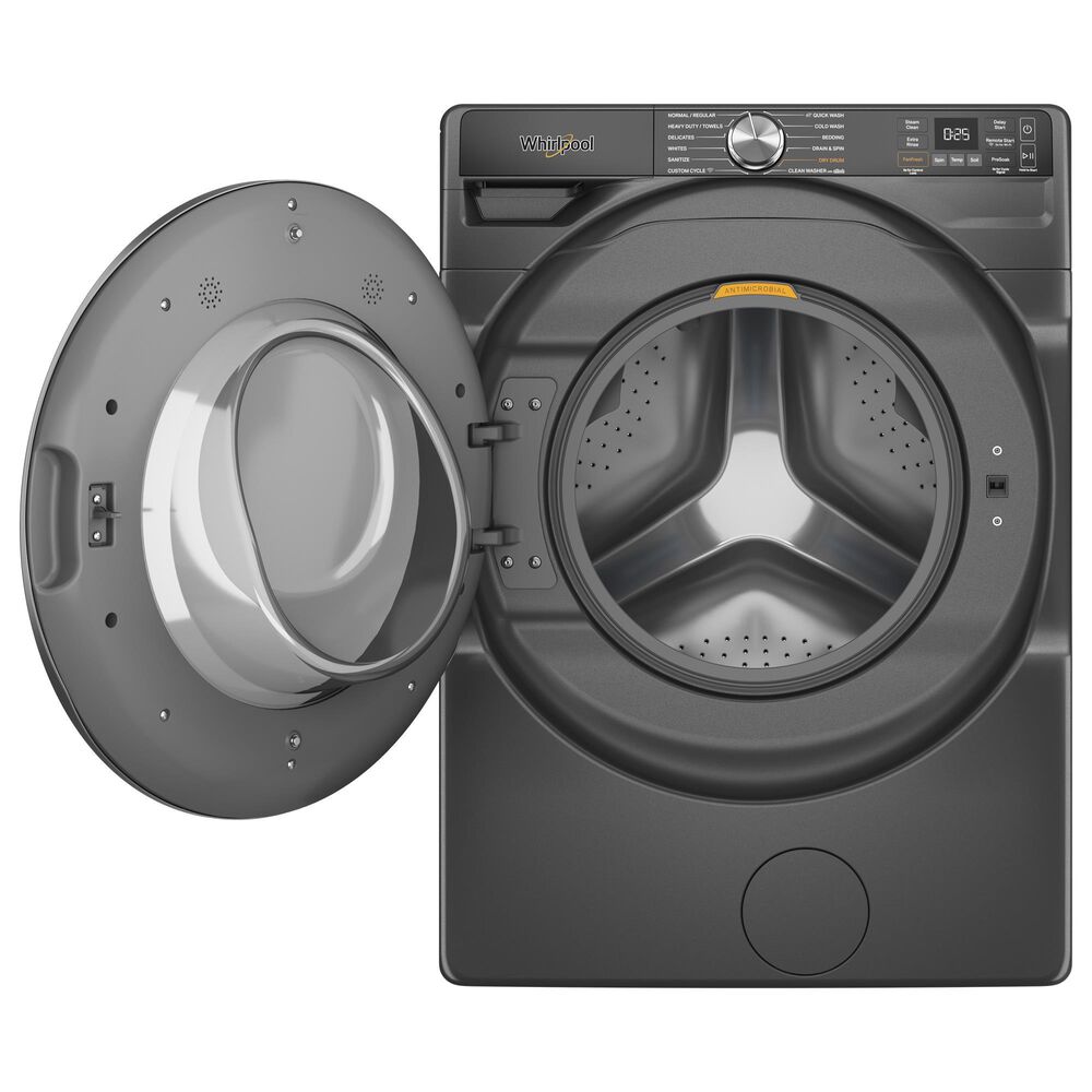 Whirlpool 5.0 Cu. Ft. Smart Front Load Washer and 7.4 Cu. Ft. Smart Gas Dryer Laundry Pair in Volcano Black, , large
