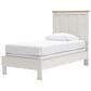 Ashley Linnocreek Twin Panel Bed in White and Warm Brown, , large