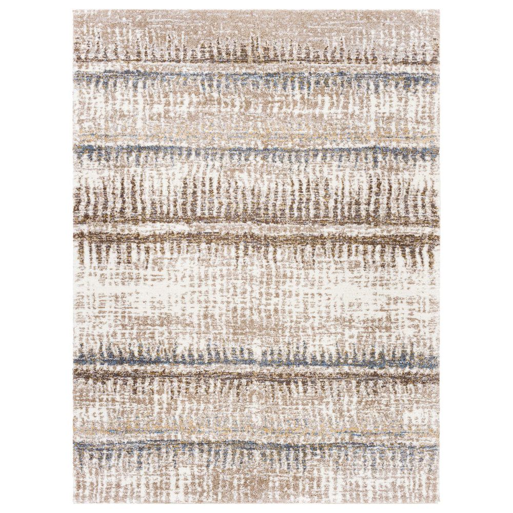 Surya Portofino Cream, Taupe, Tan, Light Slate, Medium Brown and Light Blue 6"7" x 9" Area Rug, , large