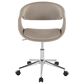 LumiSource Curvo Swivel Task Chair with Light Grey Faux Leather Cushion in Chrome, , large
