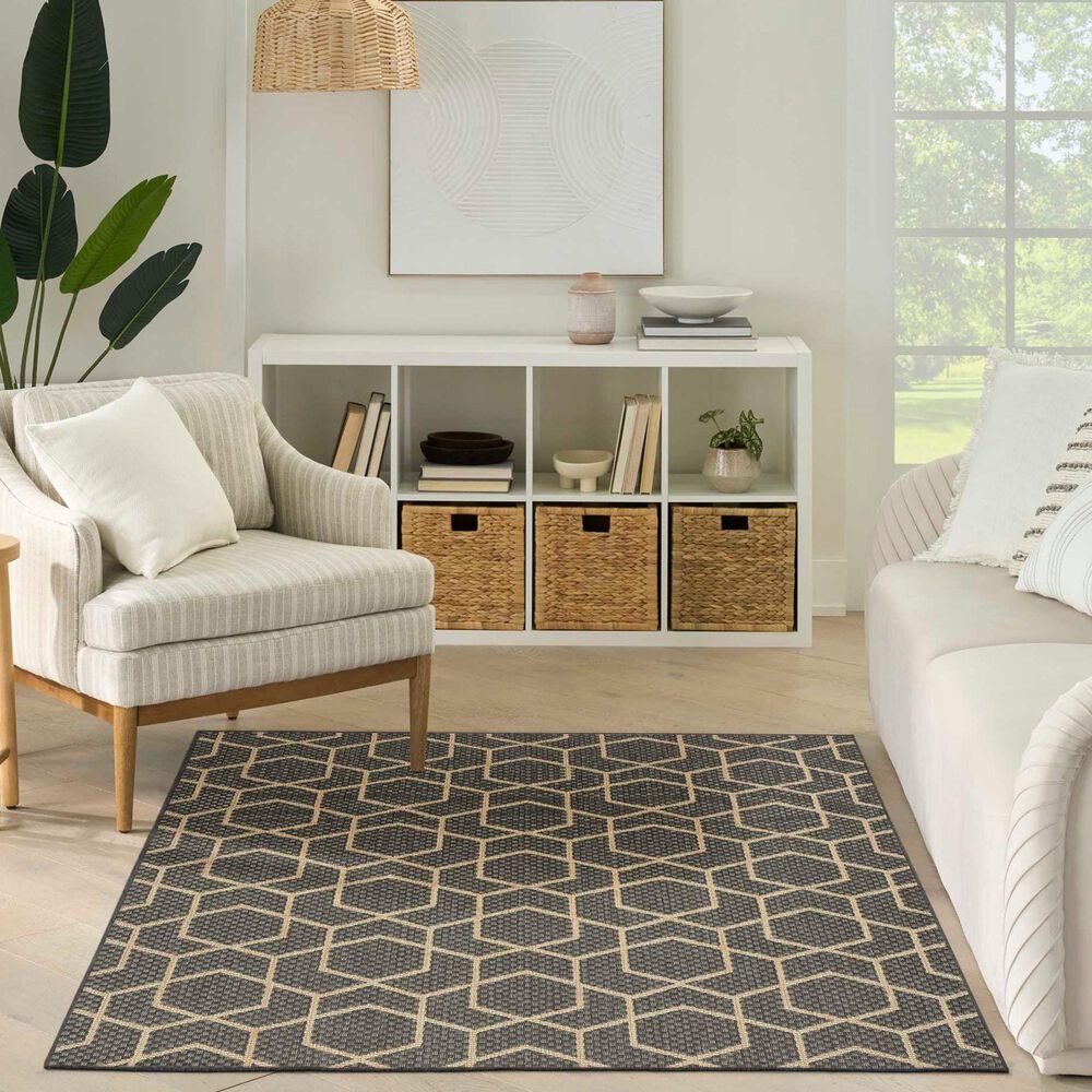 Nourison Horizon HOZ01 Charcoal 8&#39; x 10&#39; Indoor/Outdoor Area Rug, , large