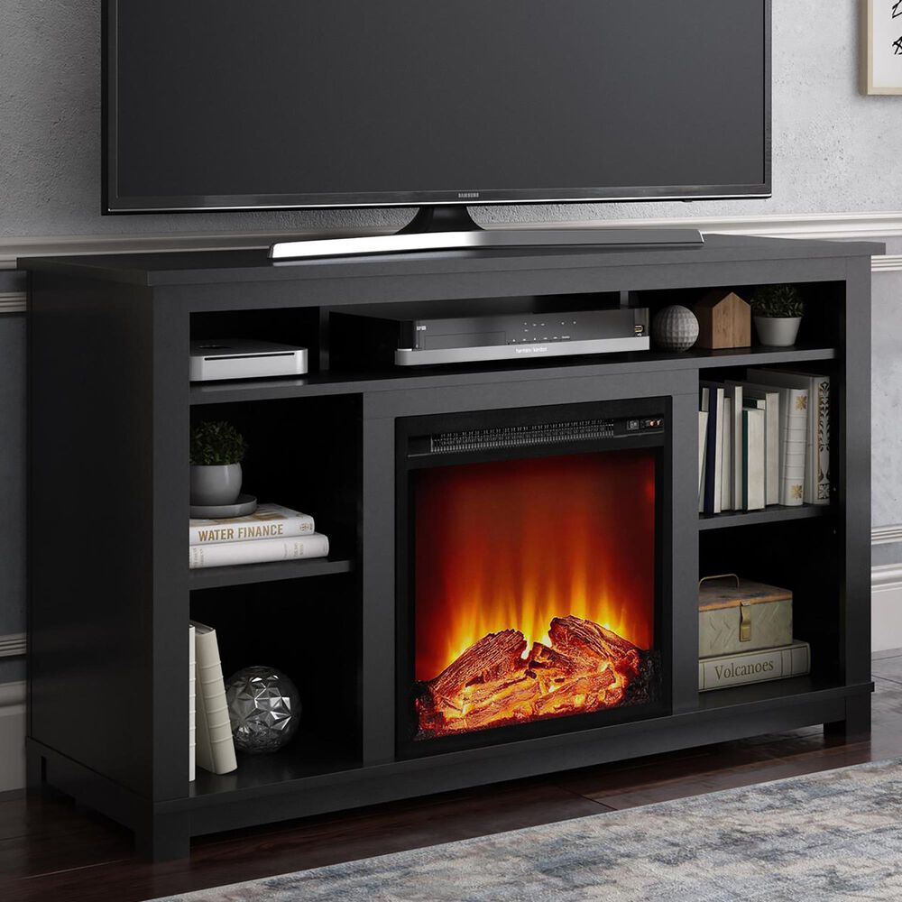 DHP Rossi TV Stand with Electric Fireplace in Black | NFM