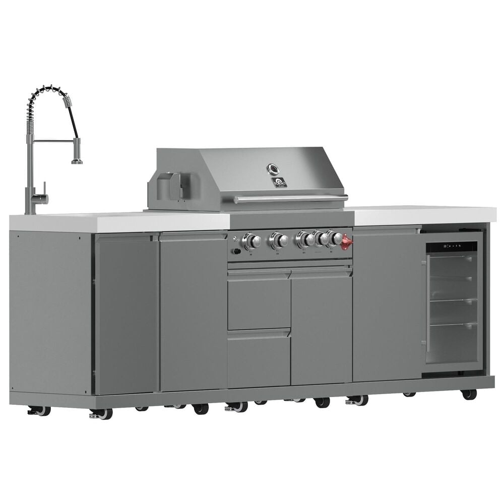 Forno Bulnes 3-Piece Outdoor Kitchen Grill Set with Beverage Center in Stainless Steel and White, , large