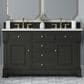 James Martin Vanities Brookfield 60" Double Bathroom Vanity in Black Onyx with 3 cm White Zeus Quartz Top and Rectangular Sinks, , large