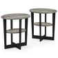 HOMLUX Jaya Oval End Table in French Oak Grey and Black (Set of 2), , large