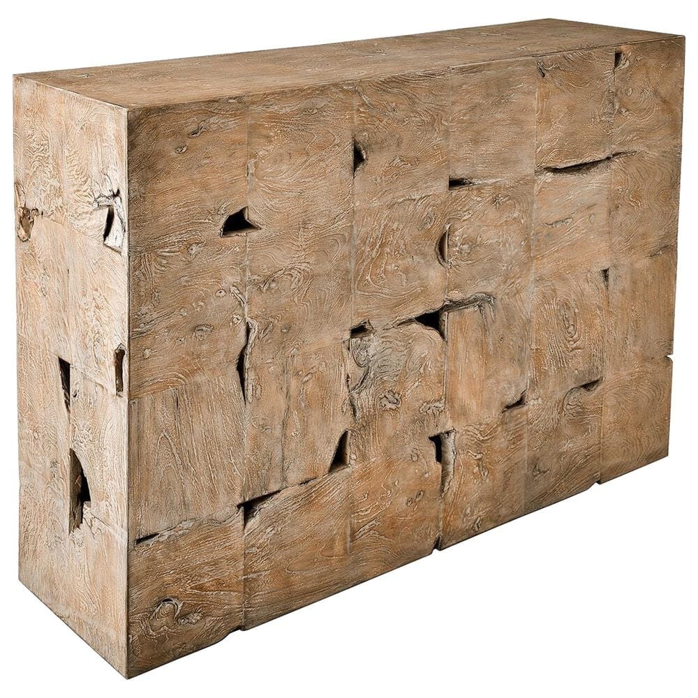 Uttermost Teak Tac Toe Console Table in Light, , large