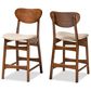 Baxton Studio Katya Counter Stool with Sand Cushion in Walnut Brown (Set of 2), , large