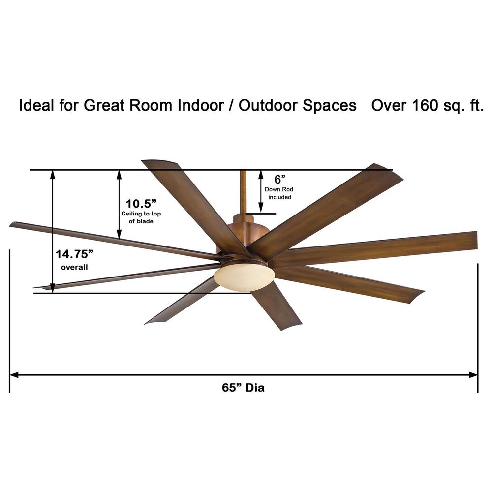 Minka-Aire Slipstream 65" Indoor/Outdoor Ceiling Fan with LED Light in Distressed Koa, , large