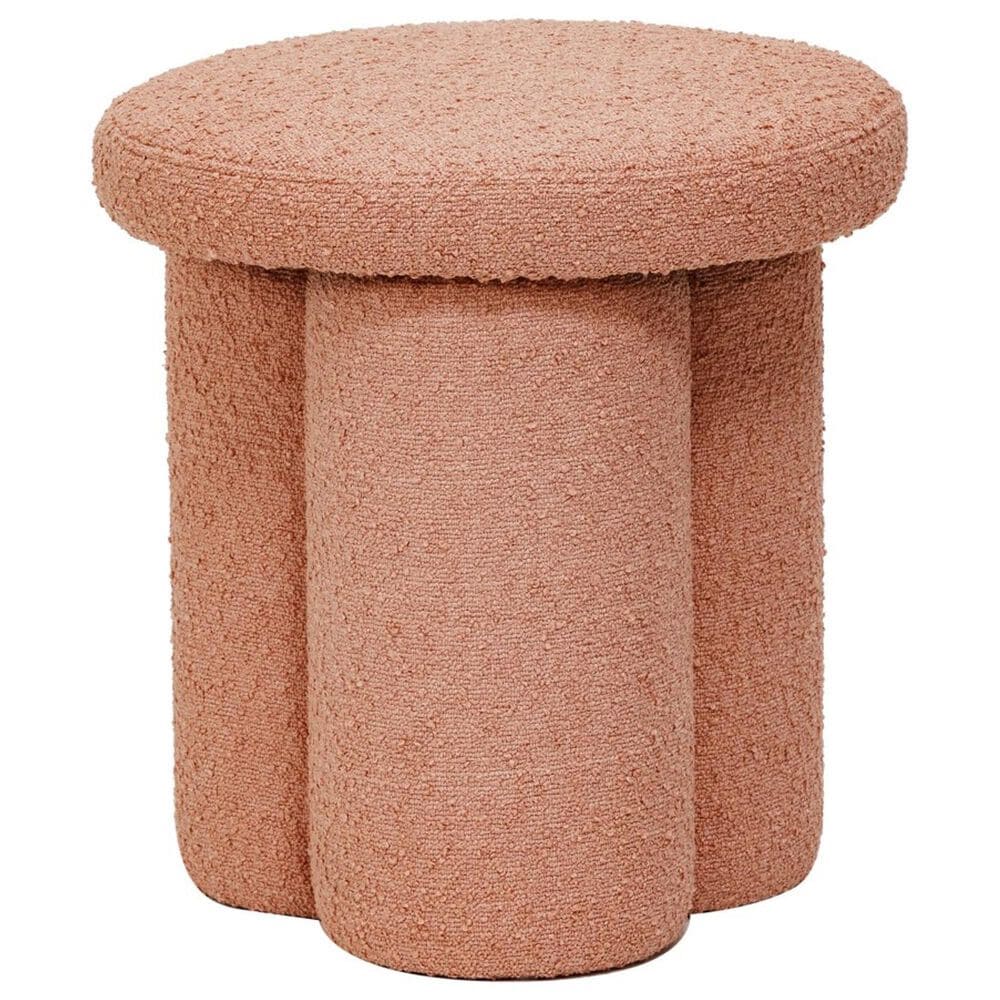 Teak Interiors Upholstered Stool in Pink, , large