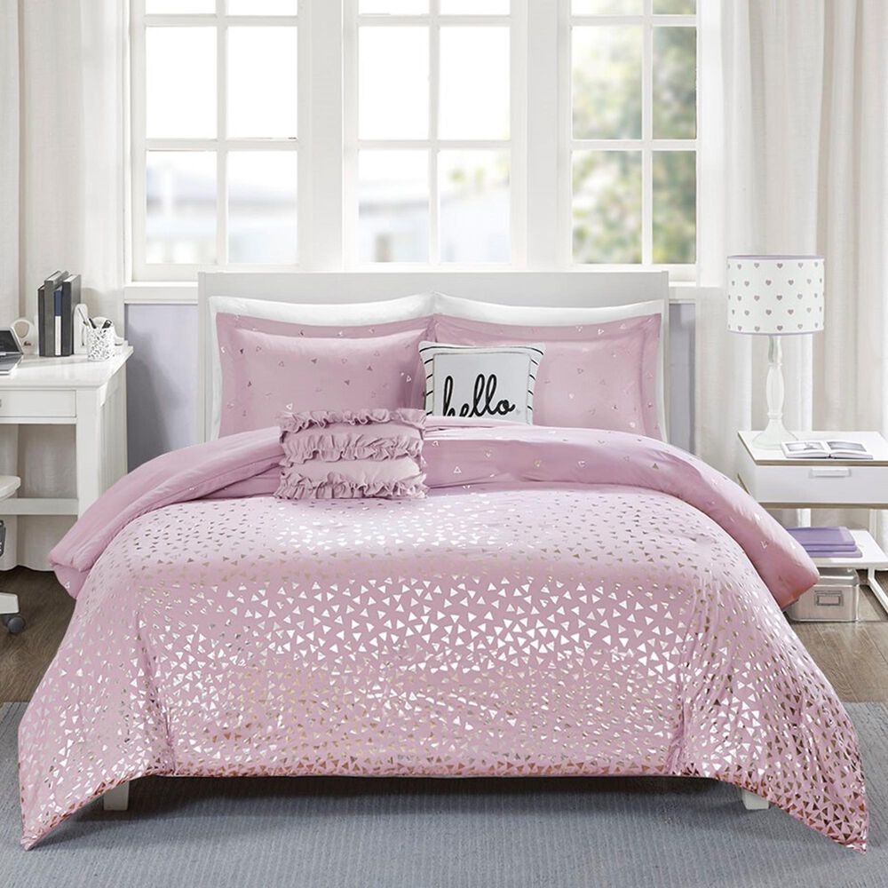 Hampton Park Zoey 4-Piece Twin/Xl Comforter Set in Purple and Silver, , large