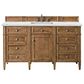 James Martin Vanities Brittany 60" Single Bathroom Vanity in Saddle Brown with 3 cm Ethereal Noctis Quartz Top and Rectangular Sink, , large