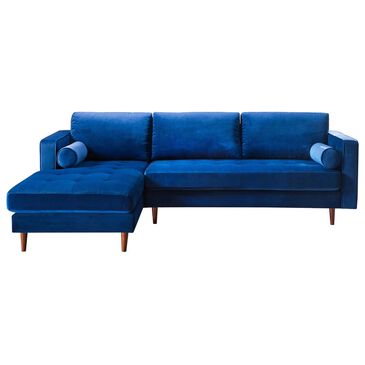 Tov Furniture Como Left Facing Sectional with Chaise in Navy Velvet, , large