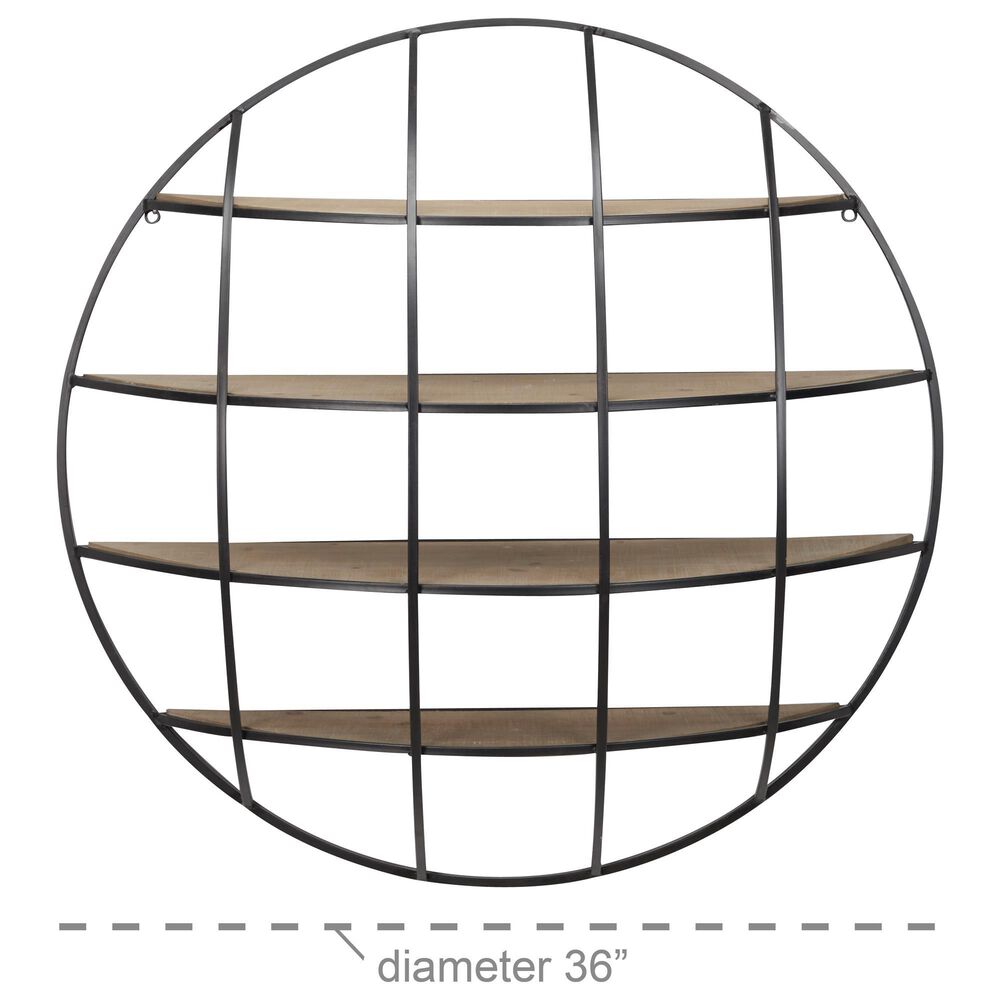 Maple and Jade 3D Round 4 Level Wall Shelf in Matte Black and Brown, , large
