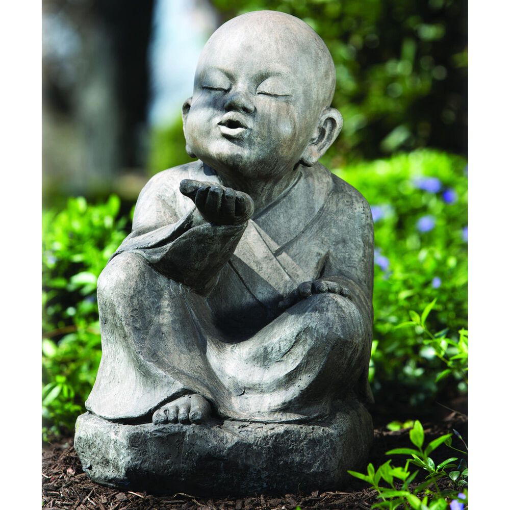 Alfresco Home Wishing Buddha Patio Statue in Brown, , large