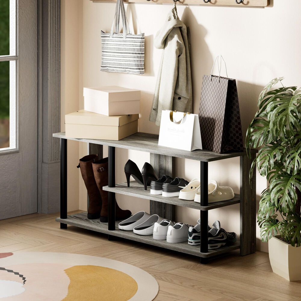 Noviland 3-Tier Shoe Rack in French Oak and Black, , large